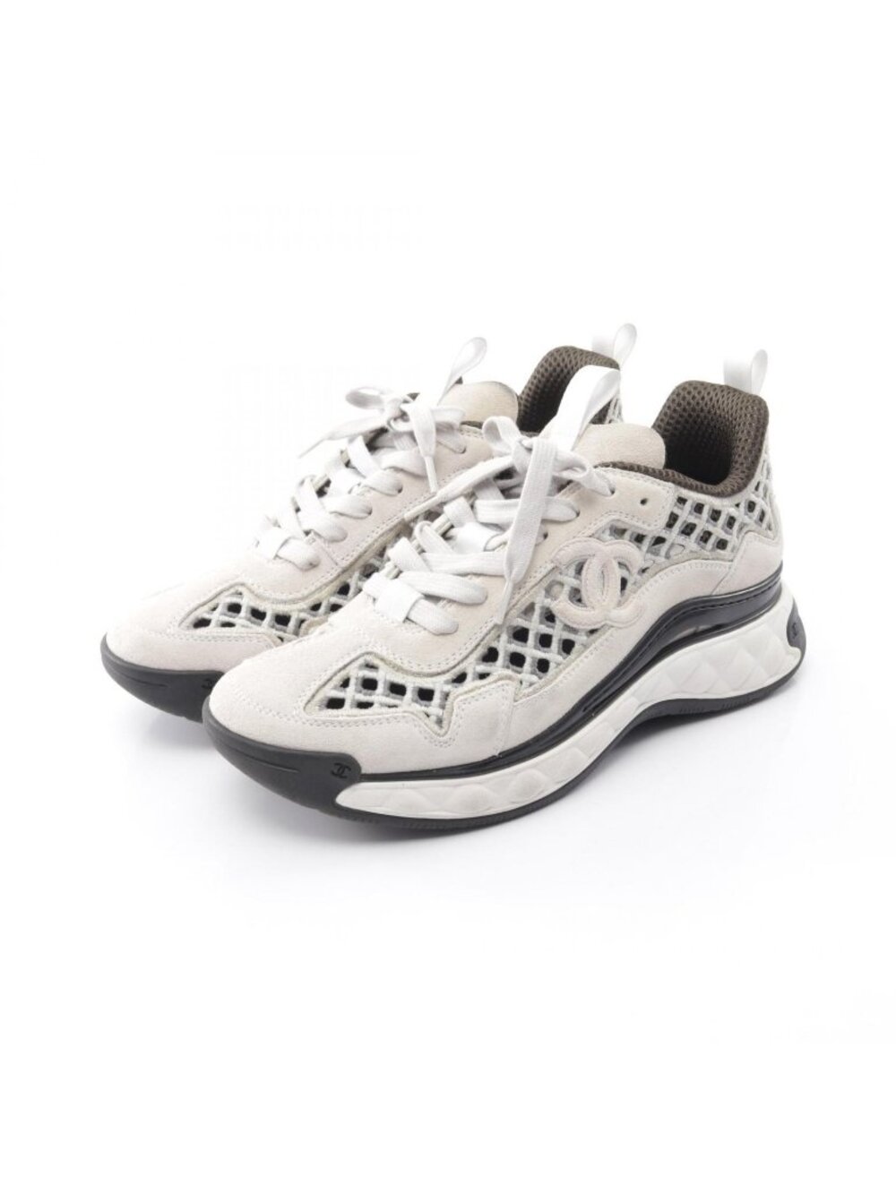 Chanel Sneakers CC Logo Mesh Suede